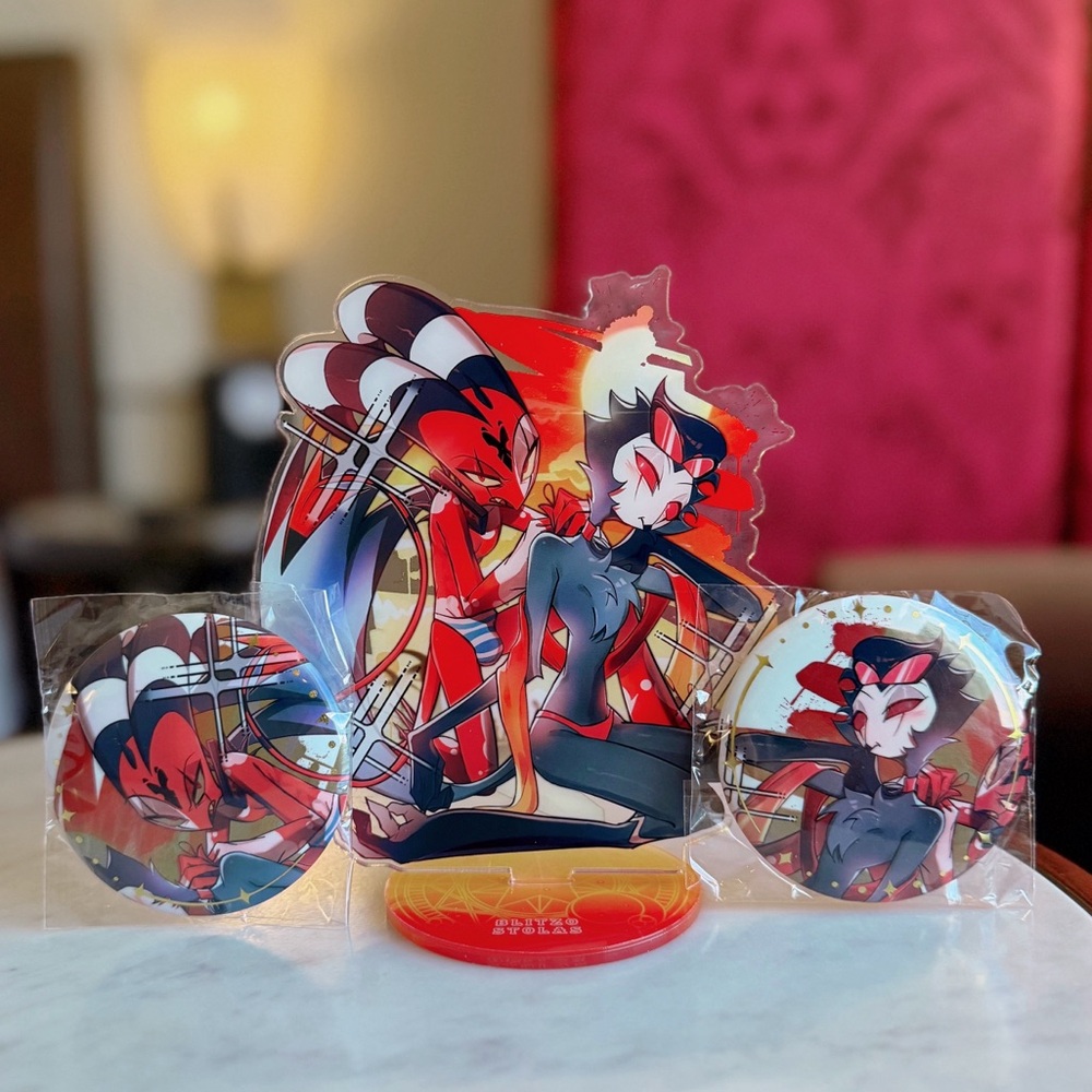 Helluva Boss Blitzo and Stolas acrylic standee- Summer edition
